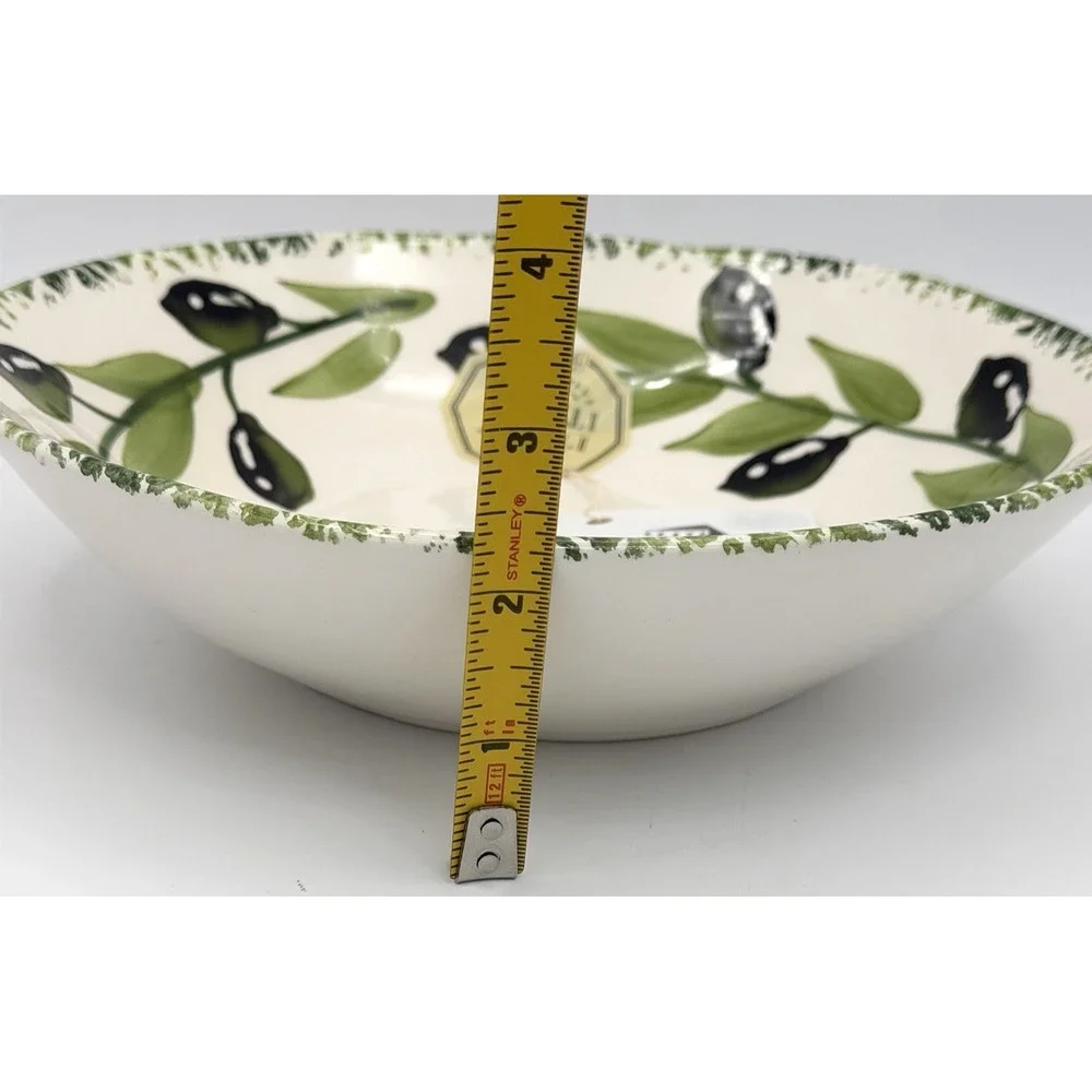 4 Hand Painted La Tavola Pasta Bowls Olive & Leaves Ceramic 9